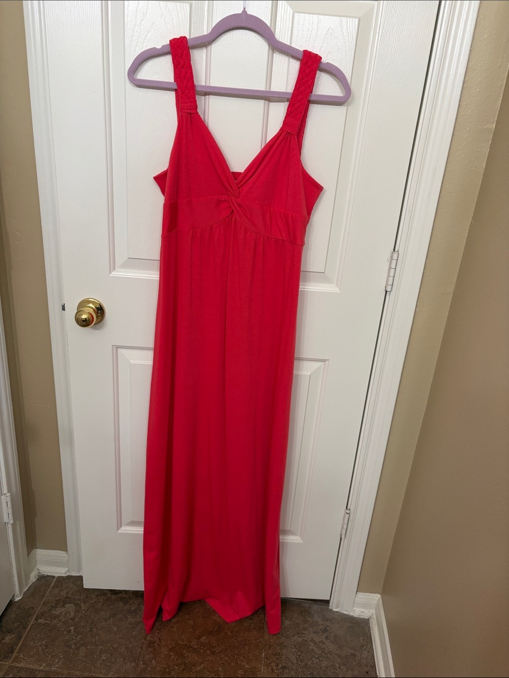 Cato Red Maxi Dress with Twisted Front Detail- Size L